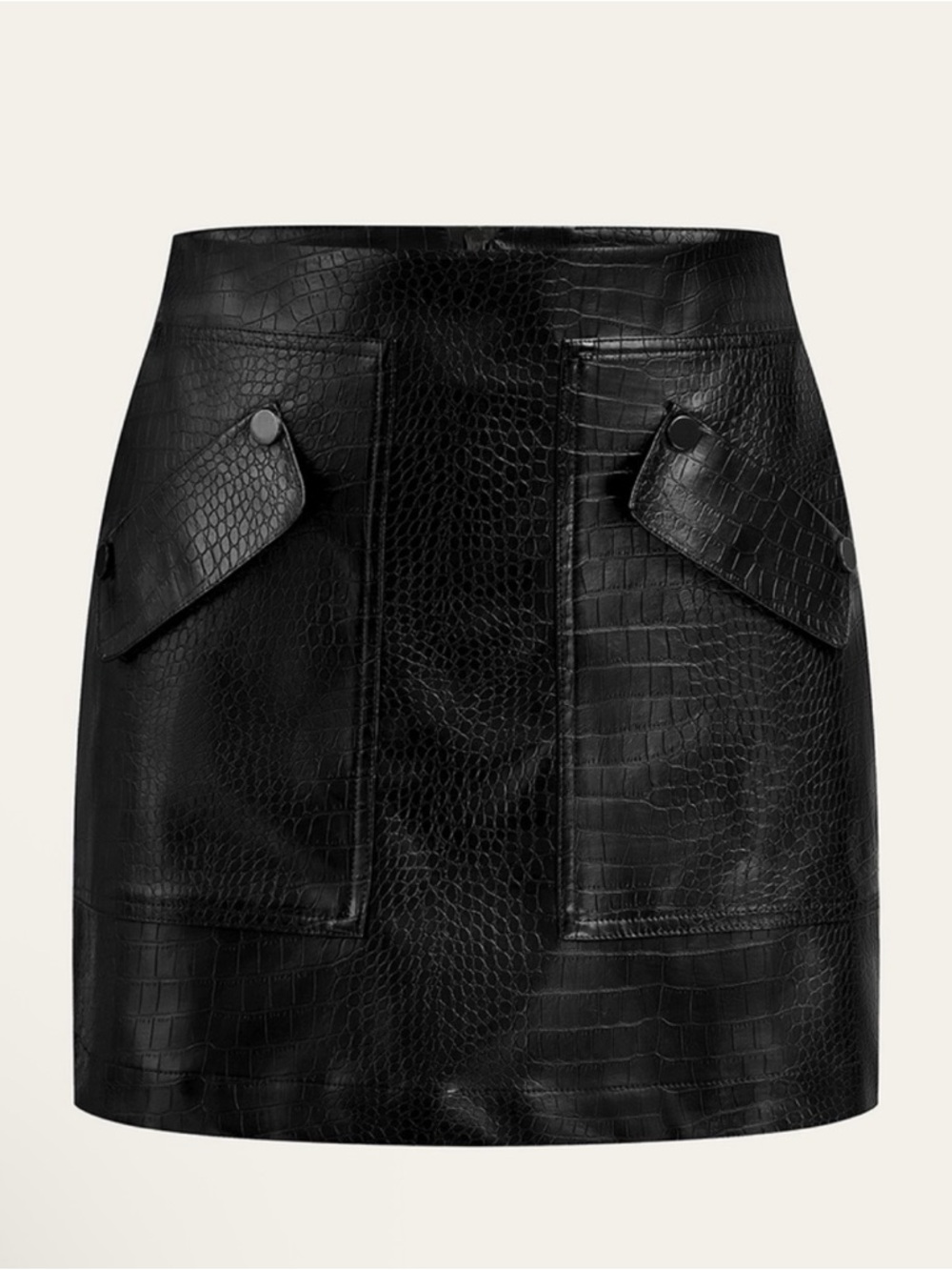 ✨Commense✨Women’s Black Faux Croc Leather Mini Skirt
